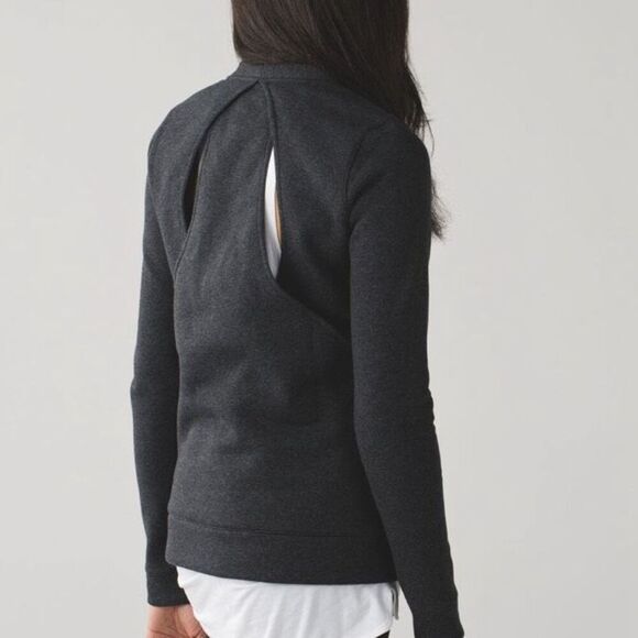 Lululemon &go Endeavor Long Sleeve Sweatshirt in Heathered Black Size 6 - Picture 6 of 6